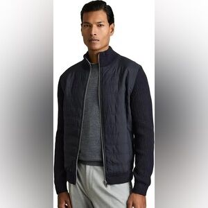 Reiss Mens Navy Quilted Sweater jacket